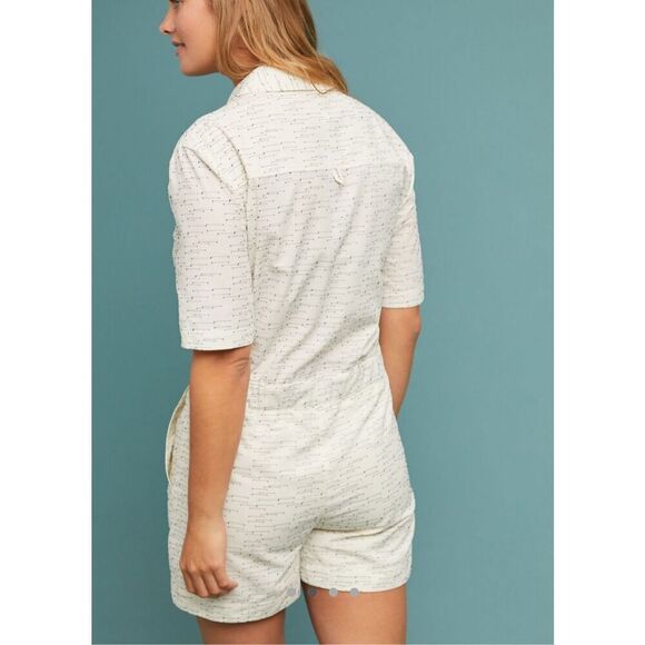 34N 118W Anthropologie Giana Utility Romper cream size M NEW - Picture 2 of 15